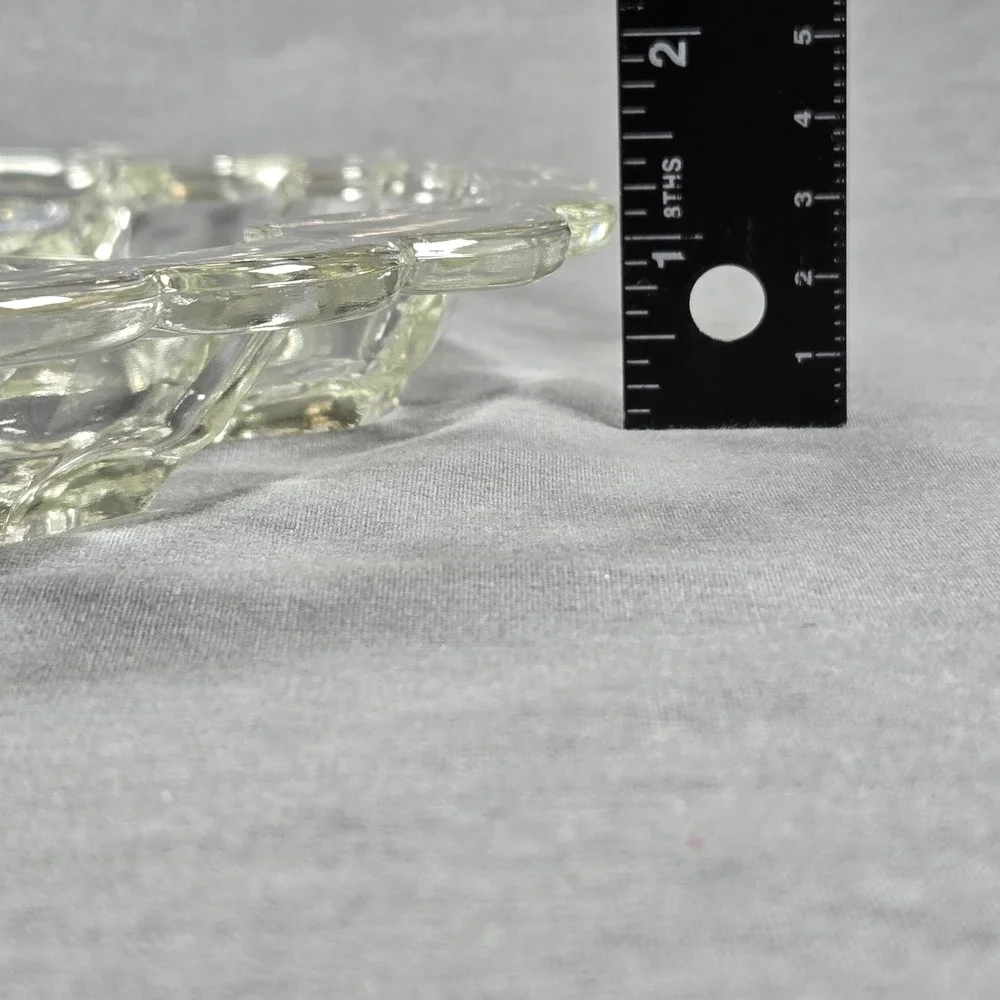Vintage Clear Pressed Glass Divided Relish Tray‎ 5 Section Scalloped Floral 12
